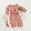 Großen Bogen Baumwolle Leinen Strampler für Neugeborene Baby Mädchen Kleidung 2019 Neue Herbst Winter Langarm Jumper Overall Outfits G1221