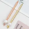 Stylo à bille en métal avec grosses perles colorées, cristal et diamant, fournitures d'écriture de bureau pour étudiants, vente en gros