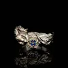 Vintage Silver Plated Fox Ring Blue CZ Stone Rings for Men Women Punk Gothic Party Jewelry Gift Whole2010