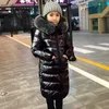 Down Coat Children Real Fur Colloar Jacket For Cold Winter Boys Girls Knee Length Thick Warm Bright Surface Coats Kids Hooded Parkas 221007