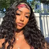 Afrikalı Amerikalı Kadınlar için Toptan İnsan Saç Kafa Bandı Eşarp Peruk Doğal Renk Makinesi Teklif Olmayan Peruk Düz Dalgalı Kıvırcık