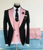 Gold Mens Prom Suits Notched Revers Slim Fit Trouwpak Voor Mannen Smoking Drie Stukken Blazers Jasje Vest En Broek