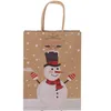 Papel Kraft Natal embalagem Bag Feliz Natal Goodie Bags DIY presente do boneco de neve Printed Paper Bag portátil com alça