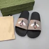 Slippers Designer Summer Luxury Slides Sandals Prints Snake Tiger Flower Real Leather Flats Sliders Slipper Shoes With Box