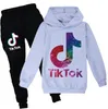 Tiktok Tracksuit For Teenage Boy Girl Sport Set Fashion Kid Hooded Sweatshirt Top Sport Pant 2PC Outfit Children Suit Clothing255B1805092