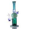 Narghilè verde bong dritto Stipo con parte della palla in linea perc perc tubi dell'acqua 14mm articolazione femminile 11 pollici alti