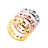 Europe America Fashion Style Men Lady Women Titanium Steel Hollow Out Engraved T Initials Rings US6-US9 3 Color