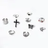 S2756 bijoux de mode Knuckle Ring Set rétro exagéré croix grenouille paon papillon cri visage énorme coeur empilable anneaux Midi anneaux ensembles 10 pièces/ensemble