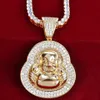 Bouddha Pendant Gold Color Material Copper Zircons Bling Men039s Hip Hop Rock Street Jewelry5743396