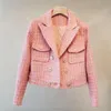 Kadın Ceketleri Kruvaze Ekose Tüvit Kadın Çentikli Uzun Kollu Sonbahar Kış Dış Giyim Zarif Vintage Yün Palto Tasarımcısı B5881
