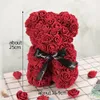 Schönes Valentinstagsgeschenk 25 cm rote Rose Bär Rose Blume künstliche Dekoration Weihnachtsgeschenke Frauen Valentinstag Geschenk Home Decor Y200903