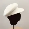 100% White Black Winter Warm Wool for Women Visor Beret Newsboy Cap Girl Ladies Felt Church Hats Cabbie Hat Y200102 s