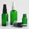 20pcs 10ml 20ml 30ml 50ml 100ml green glass bottle with white black plastic pump 5cc 15cc small cosmetic skincare