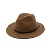 Hatt män kvinnor imitation ull ull filt outback hatt panama brett grim kvinnor bälte spänne fedoras chapeau sombrero mujer 20203417851