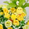 Ensemble de Mini poussins de pâques jaunes, 60 pièces, mignons bébés poussins, Simulation d'œuf de pâques, Bonnet, décoration, cadeau pour enfants
