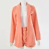 Outfits 2020 Pink Blazer Suit Top Shorts 2 Två stycken med bälte Höst Vinter Kvinnor Streetwear Coat Jacket Sets Office GV993