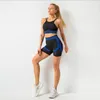Fashion Running Outfit Snabbtorkande kläder Yoga Vest Shorts Suit Set Seamless Sports Fitness Bra Suitor for Women