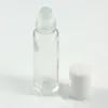 送料無料3ml / 5ml / 7ml / 10ml透明ガラス香水ローラーボトル化粧品メイク瓶の上のエッセンシャルオイルマッサージロール