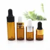 Amber Mini Glass Bottle 1ml Ambers Sample Vial Small Essential Oil Bottle with Glasses Eye Dropper