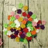 100pic Colorful Cotton Crochet Flowers Applique Clothes Appeal DIY Pad Accessory Handmade Knitted Clothing Patch Girl's Headwear 201123