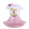 Baby girls Birthday outfits Infant 1st party tutu clothes set with headband White Bodysuit pettiskirt suit for baby girls 2202245495842