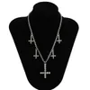 Collier ras du cou en cristal brillant pour femmes, style Hip Hop, avec pendentifs croisés, Punk, court, bijoux en strass