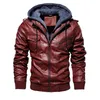 FGKKS hommes moto vestes en cuir hiver mâle mode décontracté à capuche fausse veste hommes chaud vestes en cuir PU manteaux 201128