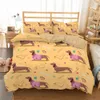 Boniu Cute Dachshund Sausage Bedding Set Cartoon Dog Kids Duvet Cover Set Pet Printed Bedspread 3pcs Queen King Size Bedclothes 201114