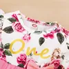 2020 Meninas New Autumn manga comprida Floral Uma Carta Imprimir Vestido bebê Bow Dress Kids Clothing M2941