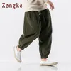 Zongke Chinese straatstijl wollen warme winterbroek mannen joggers joggingbroek hiphoppants mannen kleren streetwear heren broek 201126