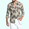 Wholesale Customized Clothing button up men shirt summer flower printing shirts mens long sleeve chemise