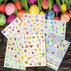 6 pièces Pack autocollants de Pâques enfants dessin animé lapin coloré oeufs décoration autocollant les éléments de printemps lapin poussin fleurs décalcomanies 5433172