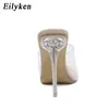 Eilyken 2021 PVC-gelé tofflor öppna tå höga klackar Kvinnor Transparent Perspex Slippers Skor Heel Clear Sandals Storlek 35-42 x1020