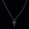 Collana con pendente a croce ad anello intrecciato infinito placcato in argento sterling 925 alla moda per donna Catena lucida da 17 pollici
