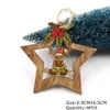 4pcs Star Printed Wooden Prendants الحلي الشجرة Xmas Tree Ornament DIY Wood Crafts Gift for Home Christmas Party Decorations5728546