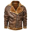 Jackets For Men Winter Suede Leather Jacket Lapel Vintage Motorcycle Jacket Men Slim Fit Retro Coat Fashion Outwear Fur Lined 201128