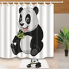 Tende da doccia Pittura a inchiostro Panda Tende da bagno Impermeabili e antimuffa con 12 ganci Poliestere lavabile Eco-Friendly T200711