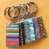 Portable PU Keychain Bracelet Wallet Leather Tassel Pendant Handbag Leopard Sunflower Print Bracelet Ladies Bag Gift