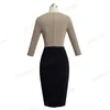 Casual Dresses Nice-forever Vintage Elegant Contrast Color Patchwork Wear To Work Vestidos Business Party Office Women Bodycon Dress B463