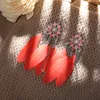 S1840 Bohemian Fashion Jewelry Moled Rocks Feather شرابات الريشة تتدلى أقراط