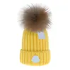 2021 Partihandel Beanie Nya Vinterkepsar Stickade hattar Kvinnor Kvinnor Tjockta Mössor med Real Raccoon Fur Pompoms Varma Tjej Keps Pompon Beanie