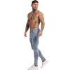 GINGTTO Homme Elastische Taille Skinny für Männer Stretch Hosen Streetwear Herren Denim Blue Jeans zm127 201111