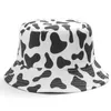 INS cute Reversible Black White Cow print Pattern Bucket Hats Men Women Summer fishing hat two Side Fisherman cap Travel Panama1283S