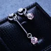 Dingle ljuskronor mode kvinnlig kristall asymmetrisk droppörhängen rosguld rosa sten boho bröllop smycken lång dangle1