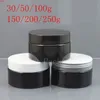 24pcs 30ml 50ml 100ml 150ml 200ml 250ml Empty Black Cosmetic Cream Jars PET Container Powder Mask Bottle With Screw Lidhigh qualtity