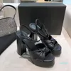 2022 Lily Plattform Abendessen High Heels Frauen Sandalen T zeigen klobige weiche echtes Leder Knöchelriemen Sandale Laufsteg sexy Dame Mode Schuhe Buc