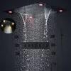 Accessori per il bagno Set doccia nero 6 funzioni Cascata a pioggia Soffione doccia a LED nebbioso grande 600x800mm Miscelatore termostatico Rubinetti Massaggio Body Jets