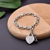 Pulseras de 26 letras A-Z Pulseras con dijes iniciales para mujer y niño, colgante de corazón a la moda, pulsera de acero inoxidable, joyería Pulseras224e