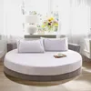 Elastic Fitted Sheet Home Cotton Round Bed Linen Double Couple Mattress Cover 200/220 Cm Full Queen King Solid Color Bedspread 201113