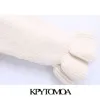 KPYTOMOA女性のスウィートファッション刺繍入り襟ニットセータービンテージロングスリーブフリル女性プルオーバーシックトップス201204